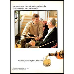 1988 Chivas Regal Scotch Vintage Print Ad Father Son Dad Family Wall Art